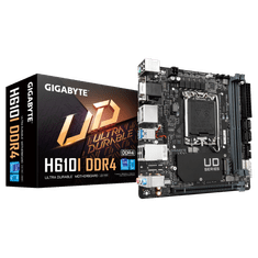 Gigabyte Gigabyte | H610I | Družina procesorjev Intel | Procesorska vtičnica LGA1700 | DDR4 DIMM | Podprti vmesniki za trdi disk M.2, SATA | Število priključkov SATA 4