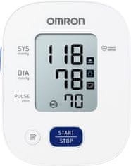 Omron Omron M2+ merilec krvnega tlaka za nadlahti HEM-7146-E, avtomatski, s spominsko funkcijo, clinically proven, vključuje baterije in potovalno torbico.