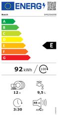 Bosch Bosch | Pomivalni stroj | SMS25AI05E | Prostostoječi | Širina 60 cm | Število nastavkov 12 | Število programov 5 | Razred energetske učinkovitosti E | Zaslon | Funkcija AquaStop | Silver inox