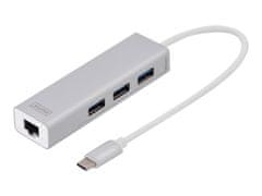 Digitus Digitus | 3-portno vozlišče USB tipa C + gigabitni ethernet