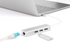 Digitus Digitus | 3-portno vozlišče USB tipa C + gigabitni ethernet