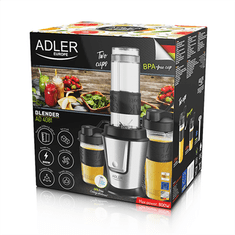 Adler Adler | Blender | AD 4081 | Namizni | 800 W | Material posode iz plastike brez BPA | Prostornina posode 0,57 in 0,4 L | Drobljenje ledu | Črna/nerez jekla