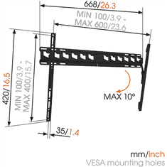 Vogels Vogels MA4010-A1 stenski nosilec s funkcijo nagiba za televizorje 40-65 palcev, do 60 kg, črne barve, 24-mesečna garancija.