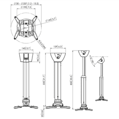 Vogels Stropno držalo za projektor Vogels | PPC1555W | Največja nosilnost 15 kg | Bela | Garancija 24 mesecev