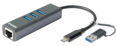 D-Link D-Link | Adapter USB-C/USB za gigabitni ethernet s 3 priključki USB 3.0 | DUB-2332