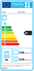 Candy Pečica | FIDCP N625 L | 70 L | Električna | Aquactiva | Mehanska in elektronska | Funkcija pare | Višina 59,5 cm | Širina 59,5 cm | Črna