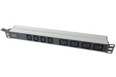 Digitus Aluminijast PDU 1U, za montažo v omaro, 4x C13, 4x C19, 2x 16A vtič, 250VAC 50/60Hz odprti konec | DN-95423