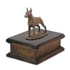 Artdog Doberman, dobermanski pinč, Dobie I - urna za pasji pepel, klasična urna s kipcem, elegantna urna s psom znamke Art-Dog