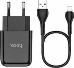 Pametni hišni polnilec N2 z USB vtičem in s polnilnim kablom Lightning 2,1A - črn