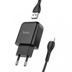 Pametni hišni polnilec N2 z USB vtičem in s polnilnim kablom Lightning 2,1A - črn