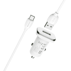 Avtopolnilec 18W BZ12A USB-A QC 3.0 s kablom Type C 1m - bel