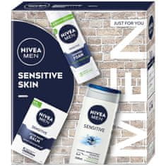 shumee Men Sensitive Skin set 3v1 gel za tuširanje 250 ml + pomirjujoč balzam za po britju 100 ml + pomirjujoča pena za britje 200 ml