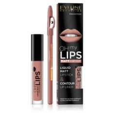 shumee Oh My Lips set ličil za ustnice mat tekoča šminka in črtalo za ustnice 01 Neutral Nude