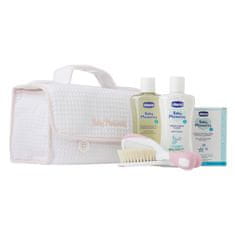 shumee Baby Moments Pink set tekočina za umivanje 200 ml + losjon za telo 200 ml + parfumska voda 100 ml + krtača in glavnik + kozmetična torbica