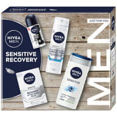 shumee Men Sensitive Recovery Collection set 3v1 gel za tuširanje 250 ml + roll-on antiperspirant 50 ml + balzam za po britju 100 ml + pena za britje 200 ml