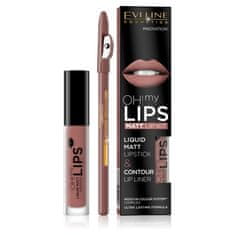 shumee Oh My Lips set ličil za ustnice, mat tekoča šminka in črtalo za ustnice 02 Milky Chocolate