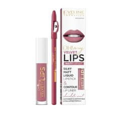 shumee Oh! Komplet My Velvet Lips Liquid Matt Lip Kit: mat tekoča šminka 4,5 ml + črtalo za ustnice 1 kos 13 Brownie Biscotti