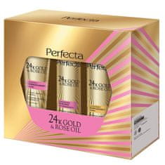 shumee 24K zlato &amp; Rose Oil set drobnozrnati piling 75 g + vlažilni tonik 200 ml + mleko za odstranjevanje ličil 200 ml