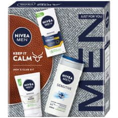 shumee Men Keep It Calm set zaščitne kreme za obraz 75 ml + gel za umivanje obraza 100 ml + gel za tuširanje 3v1 250 ml