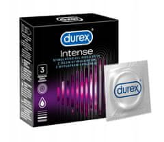 shumee Kondomi Durex Intense 3 kom z rebri in stimulativnim gelom