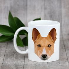 Artdog Basenji, afriški grmovni pes, kongovski pes - skodelica z geometrijsko podobo psa in napisom Art-Dog