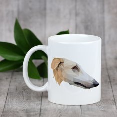 Artdog Borzoi, ruski lovski mešanec, ruski volčjak - skodelica z geometrijsko podobo psa in napisom Art-Dog