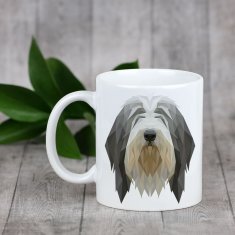 Artdog Bearded Collie, Highland Collie, Mountain Collie - skodelica z geometrijsko podobo psa in napisom Art-Dog