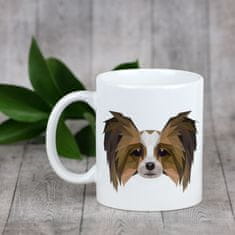 Artdog Papillon, Continental Toy Spaniel, Butterfly dog - skodelica z geometrijsko podobo psa in napisom Art-Dog