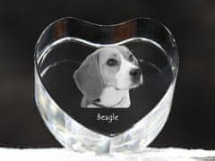 Artdog Beagle - fotografija psa v kristalu, kristalno srce, edinstven okvir za fotografijo blagovne znamke Art-Dog