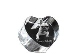 Artdog Francoski buldog, Frenchie - fotografija psa v kristalu, kristalno srce, edinstven okvir za fotografijo blagovne znamke Art-Dog