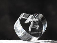 Artdog Francoski buldog, Frenchie - fotografija psa v kristalu, kristalno srce, edinstven okvir za fotografijo blagovne znamke Art-Dog