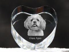 Artdog Lhasa Apso - fotografija psa v kristalu, kristalno srce, unikaten foto okvir znamke Art-Dog