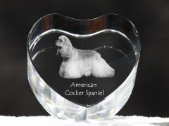 Artdog American Cocker Spaniel, Merry Cocker - fotografija psa v kristalu, kristalno srce, unikaten foto okvir znamke Art-Dog