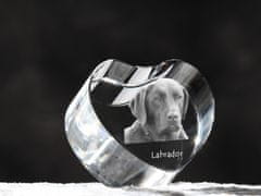 Artdog Labradorski retriever - fotografija psa v kristalu, kristalno srce, edinstven okvir za fotografijo blagovne znamke Art-Dog