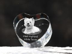 Artdog West Highland White Terrier, Westie, Westy - fotografija psa v kristalu, kristalno srce, edinstven foto okvir znamke Art-Dog