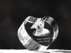 Artdog West Highland White Terrier, Westie, Westy - fotografija psa v kristalu, kristalno srce, edinstven foto okvir znamke Art-Dog