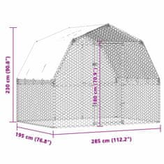 Vidaxl Kokošnjak s streho in vrati srebrno pocinkano jeklo