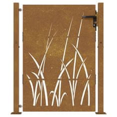 Vidaxl Vrtna vrata 105x155 cm Corten jeklo dizajn trave