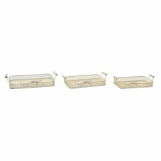 DKD Home Decor Komplet pladnjev DKD Home Decor 40 x 21 x 8 cm Roza Kovina 8 cm 3 Kosi Shabby Chic