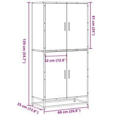 Vidaxl Visoka omara rjavi hrast 68x35x139 cm inženirski les