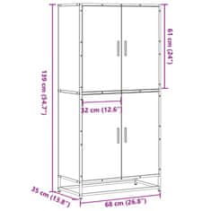 Vidaxl Visoka omara dimljen hrast 68x35x139 cm inženirski les