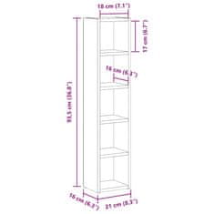 Vidaxl Omarice za CD plošče 2 kosa dim. hrast 21x16x93,5cm konstr. les