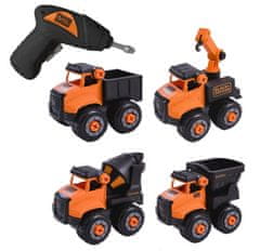 Black+Decker SET 4 RAZSTAVLJIVIH VOZIL + BATERIJSKI VIJAČNIK 3+