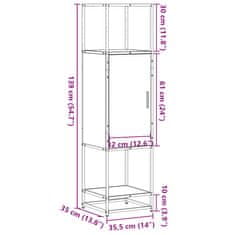 Vidaxl Visoka omara rjavi hrast 35,5x35x139 cm inž. les in kovina