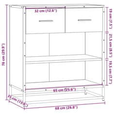 Vidaxl Komoda črna 68x35x76 cm inženirski les