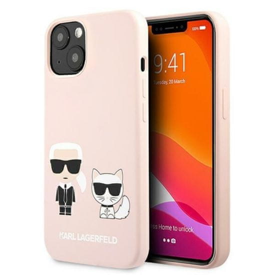 Karl Lagerfeld Karl Lagerfeld Slilicone Karl &amp; Choupette - Ohišje za iPhone 13 Mini (roza)