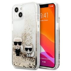 Karl Lagerfeld Karl Lagerfeld Tekoče bleščice Karl &amp; Choupette - etui za iPhone 13 (zlato)