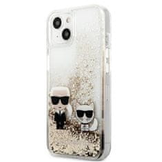 Karl Lagerfeld Karl Lagerfeld Tekoče bleščice Karl &amp; Choupette - etui za iPhone 13 (zlato)