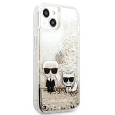 Karl Lagerfeld Karl Lagerfeld Tekoče bleščice Karl &amp; Choupette - etui za iPhone 13 (zlato)