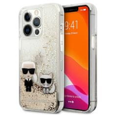 Karl Lagerfeld Karl Lagerfeld Tekoče bleščice Karl &amp; Choupette - Ohišje za iPhone 13 Pro Max (zlato)